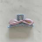 Velvet Bow Hair Claws Pink Gray – hair accessories (view 2)