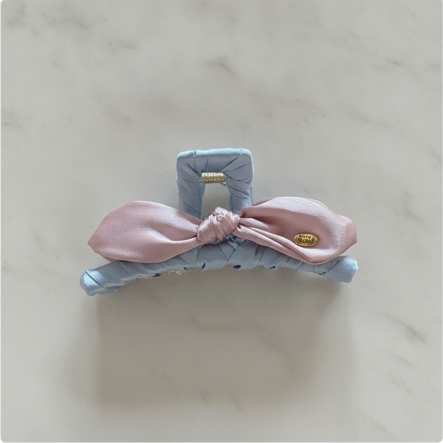 Velvet Bow Hair Claws Pink Gray