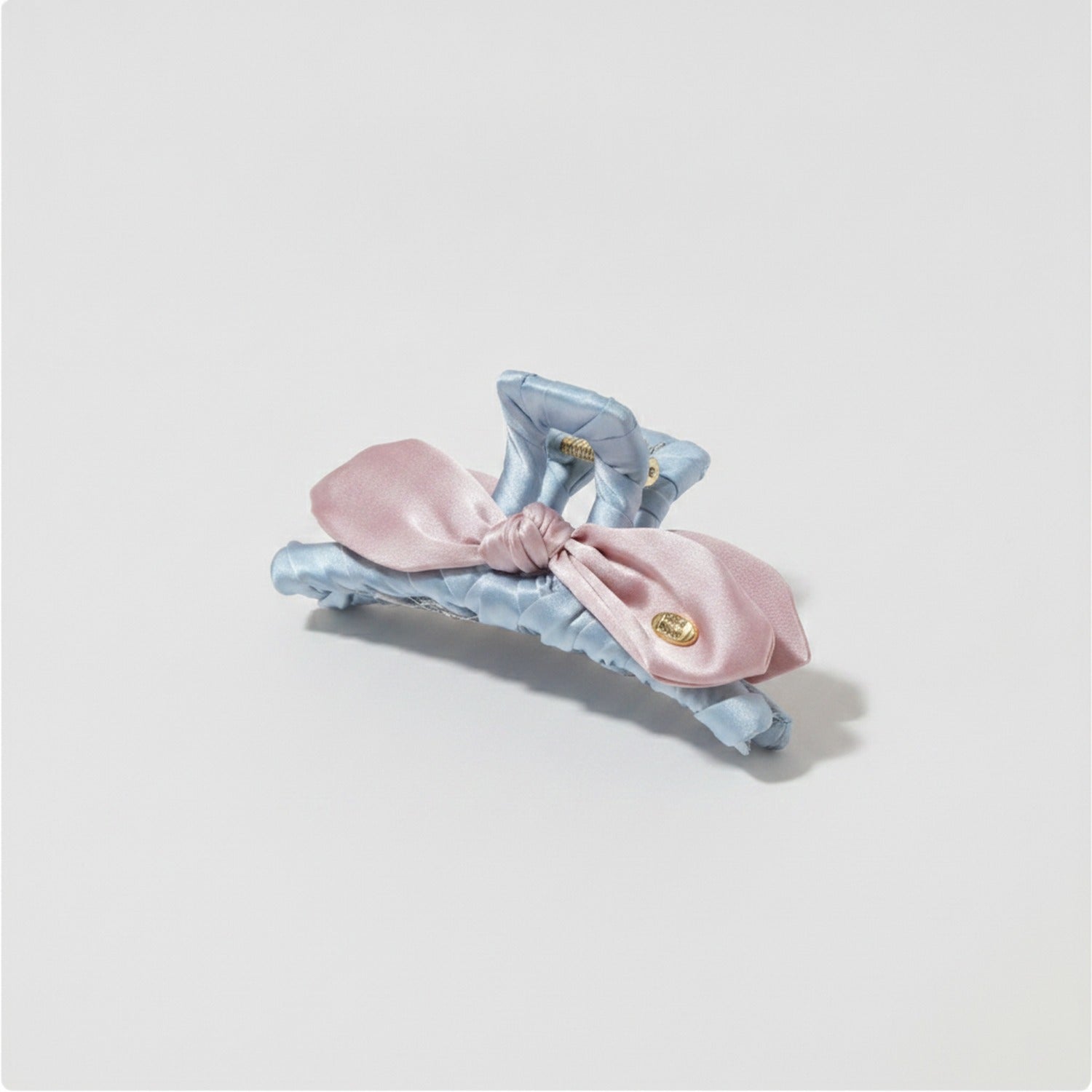 Velvet Bow Hair Claws Pink Gray
