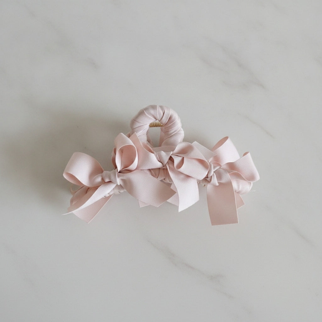 Blush Silk Bow Hair Claw Clip – hair accessories (view 2)