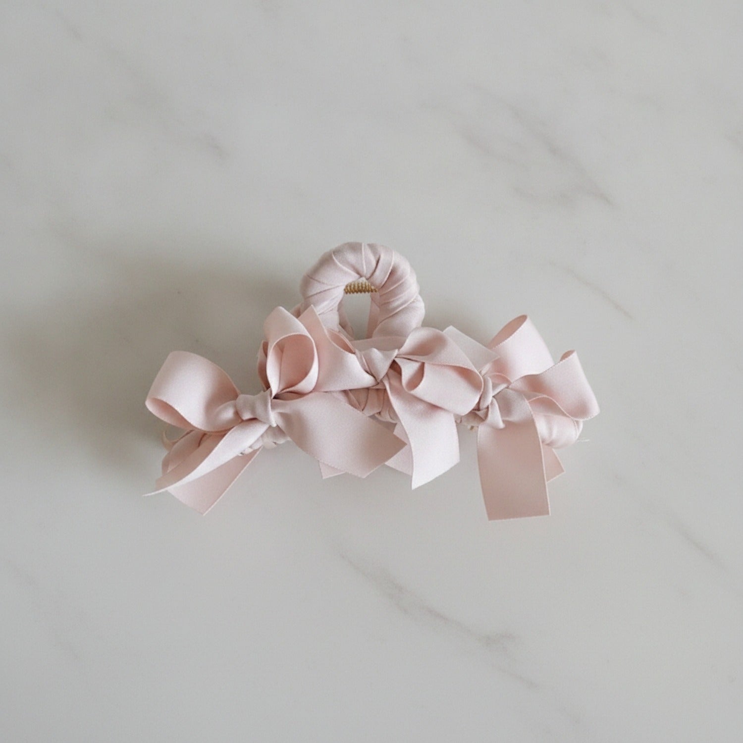 Blush Silk Bow Hair Claw Clip