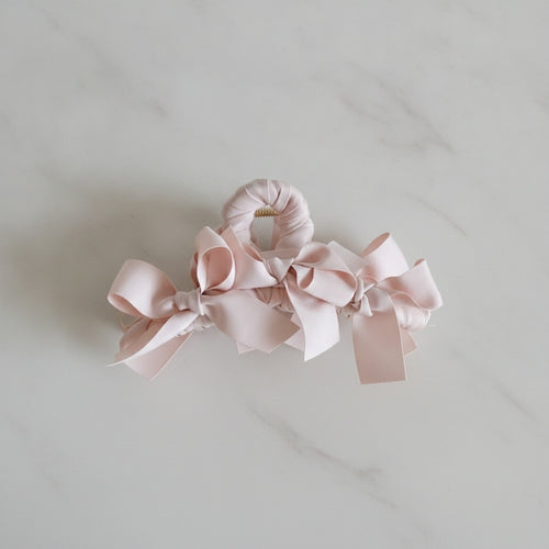 Blush Silk Bow Hair Claw Clip