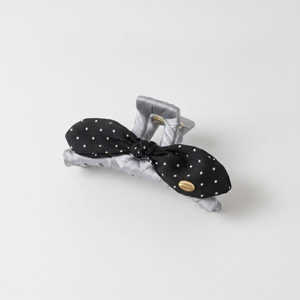 Black Polka Dot Bow Hair Claws Pair – hair accessories (view 1)