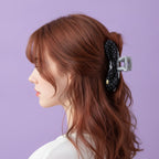 Black Polka Dot Bow Hair Claws Pair – hair accessories (view 3)