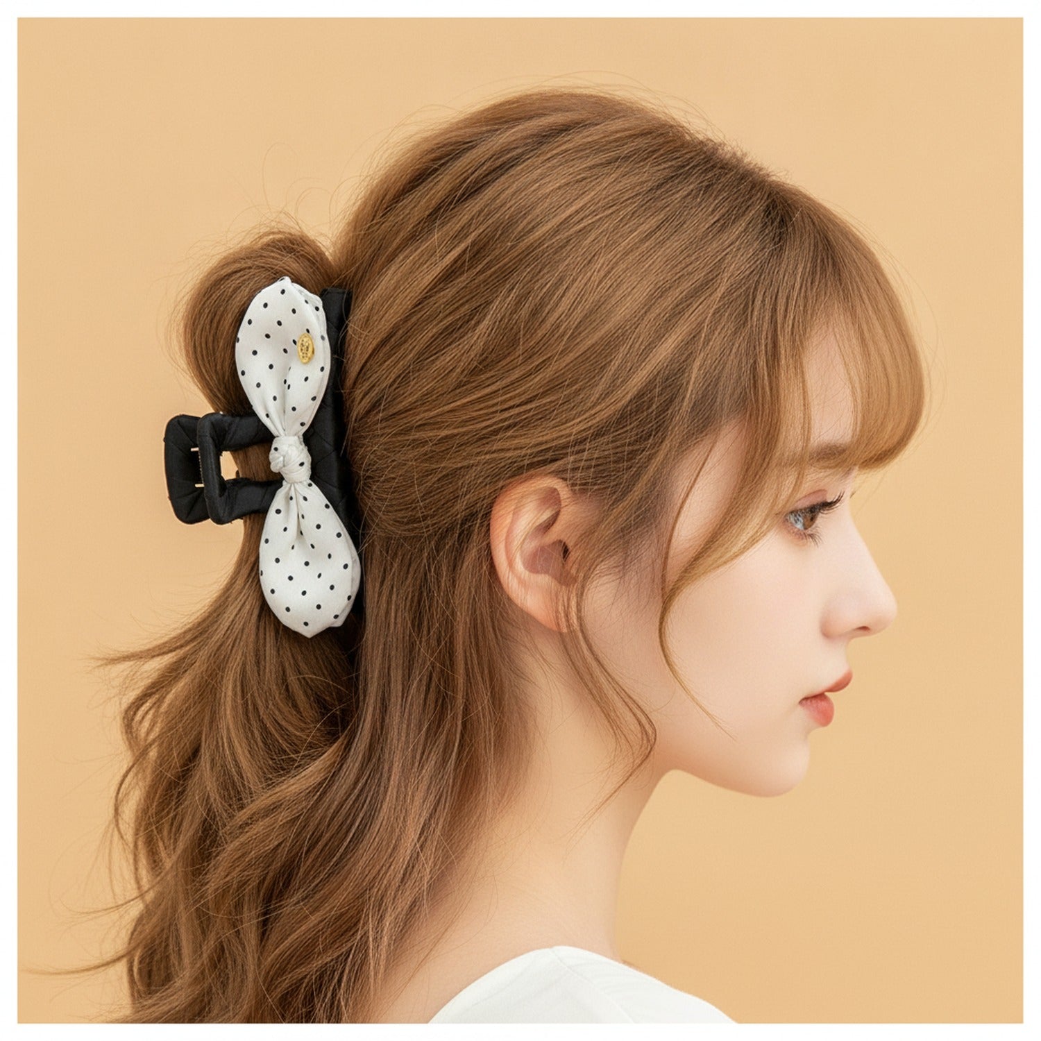 Polka Dot Bow Hair Claw Clip Set