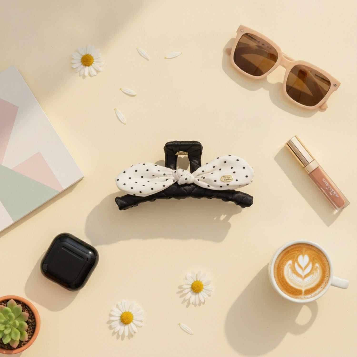 Polka Dot Bow Hair Claw Clip Set