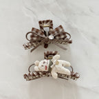 Brown Plaid Hair Claws With Teddy Bear Charm – hair accessories (view 2)