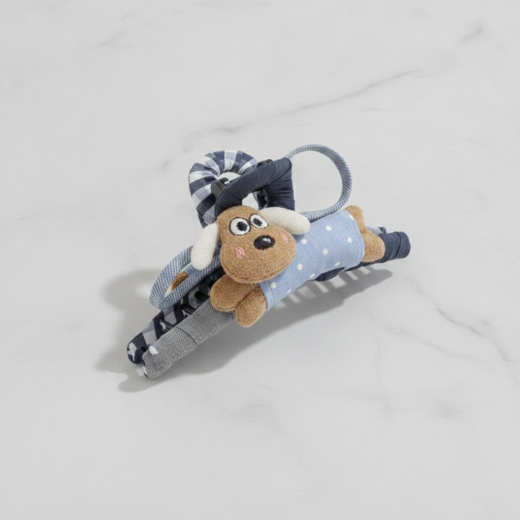 Puppy Rope Hair Claw Clip Blue