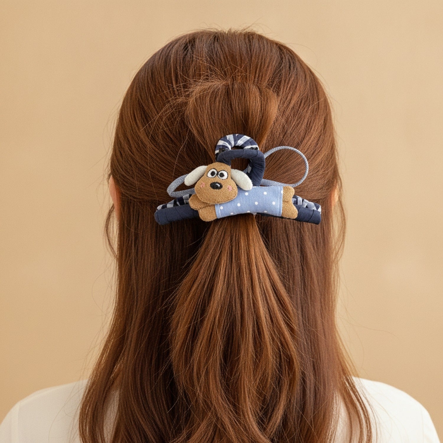 Puppy Rope Hair Claw Clip Blue