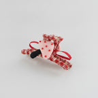 Red Plaid Beaded Heart Hair Claw – hair accessories (view 1)