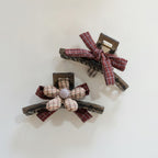Plaid Bow And Flower Hair Claw Clips – hair accessories (view 3)