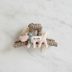 Pink Fuzzy Cat Hair Claw With Ribbon Bow – hair accessories (view 2)