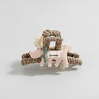 Pink Fuzzy Cat Hair Claw With Ribbon Bow – hair accessories (view 1)