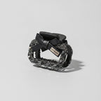 Rhinestone Studded Leather Hair Claw - Black Square Clip