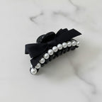 Black Pearl Beaded Hair Claw Clip With Bow – hair accessories (view 3)