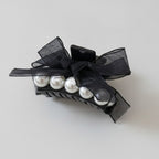Black Pearl Bow Hair Claw Clip – hair accessories (view 1)