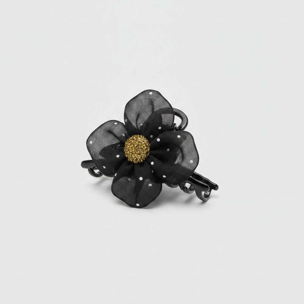 Daisy Flower Hair Claw Clip - Mesh Flower Hair Clip Black