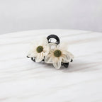 Daisy Flower Hair Claw Clip - Mesh Floral Claw Clip - Champagne