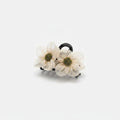 Daisy Flower Hair Claw Clip - Mesh Floral Claw Clip - Champagne