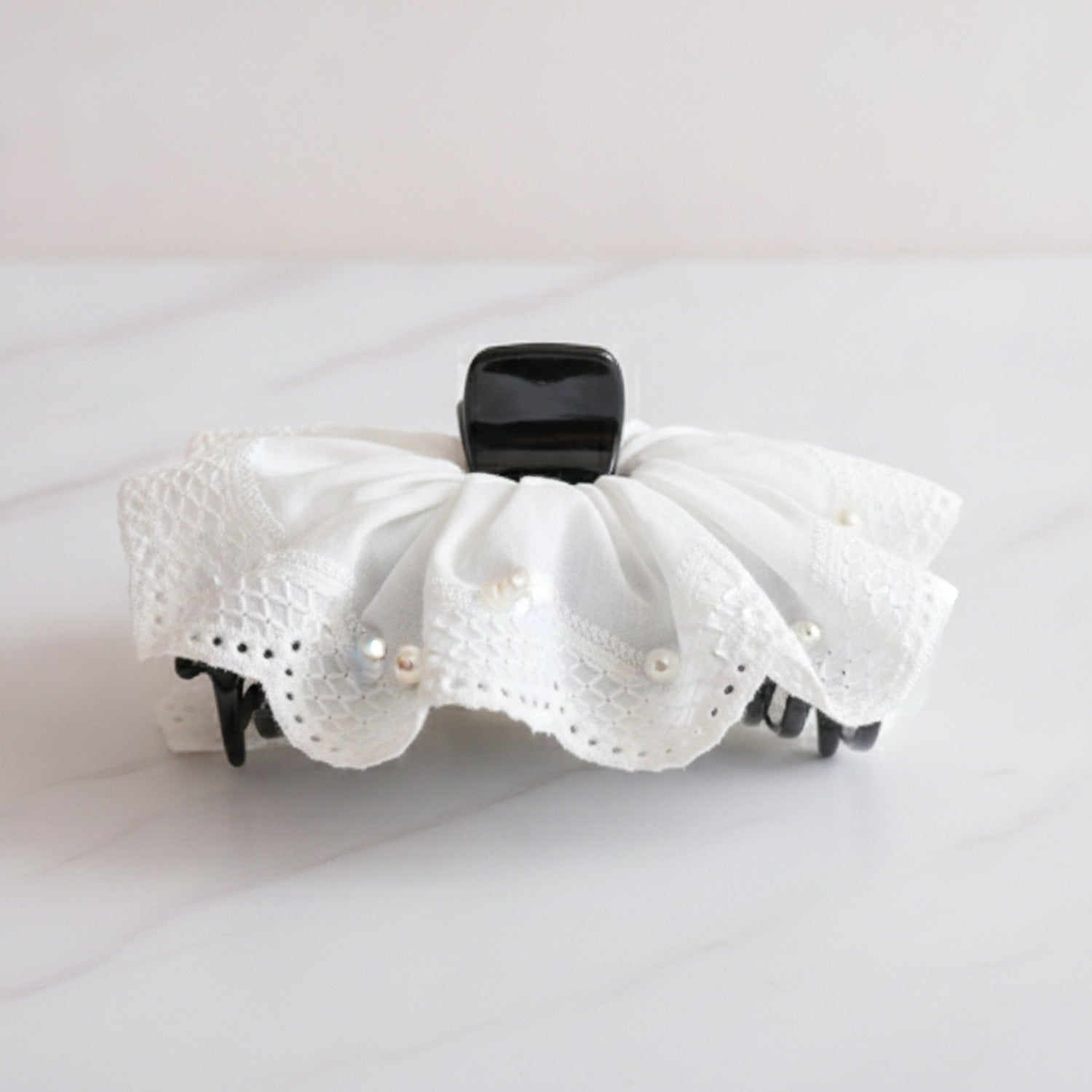 White Lace Flower Hair Claw Clip
