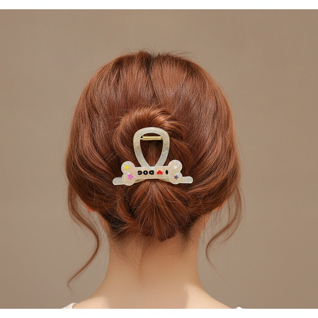 Clear Butterfly Hair Claw With Colorful Stars – hair accessories (view 2)