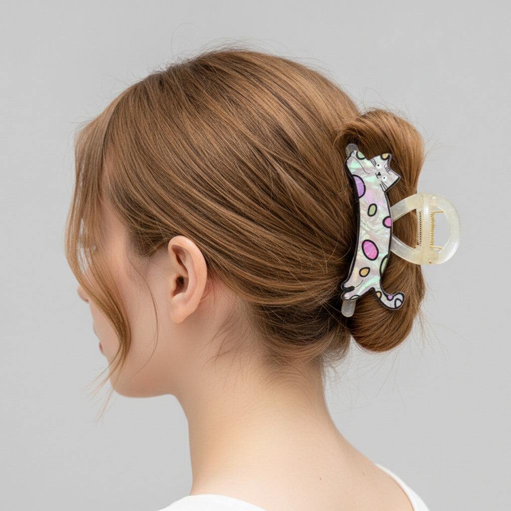 Colorful Spotted Cat Hair Claw Clip – hair accessories (view 3)