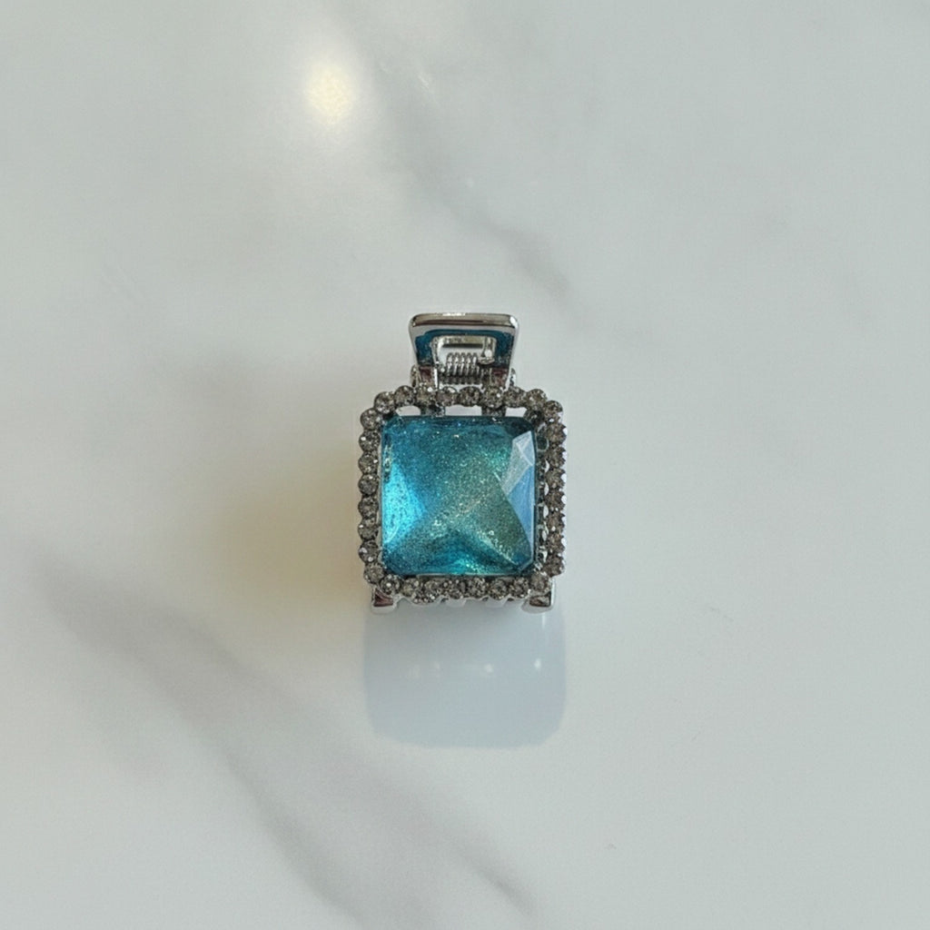 Blue Rhinestone Rectangle Hair Claw Clip – hair accessories (view 2)