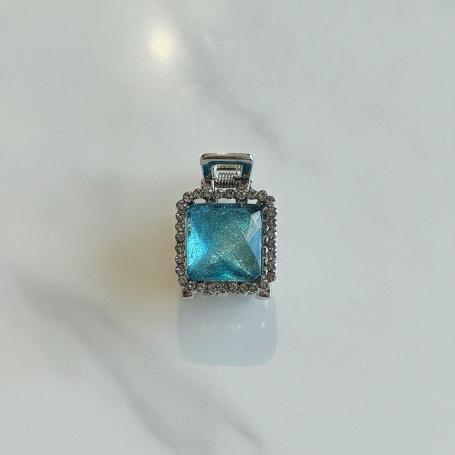 Blue Rhinestone Rectangle Hair Claw Clip