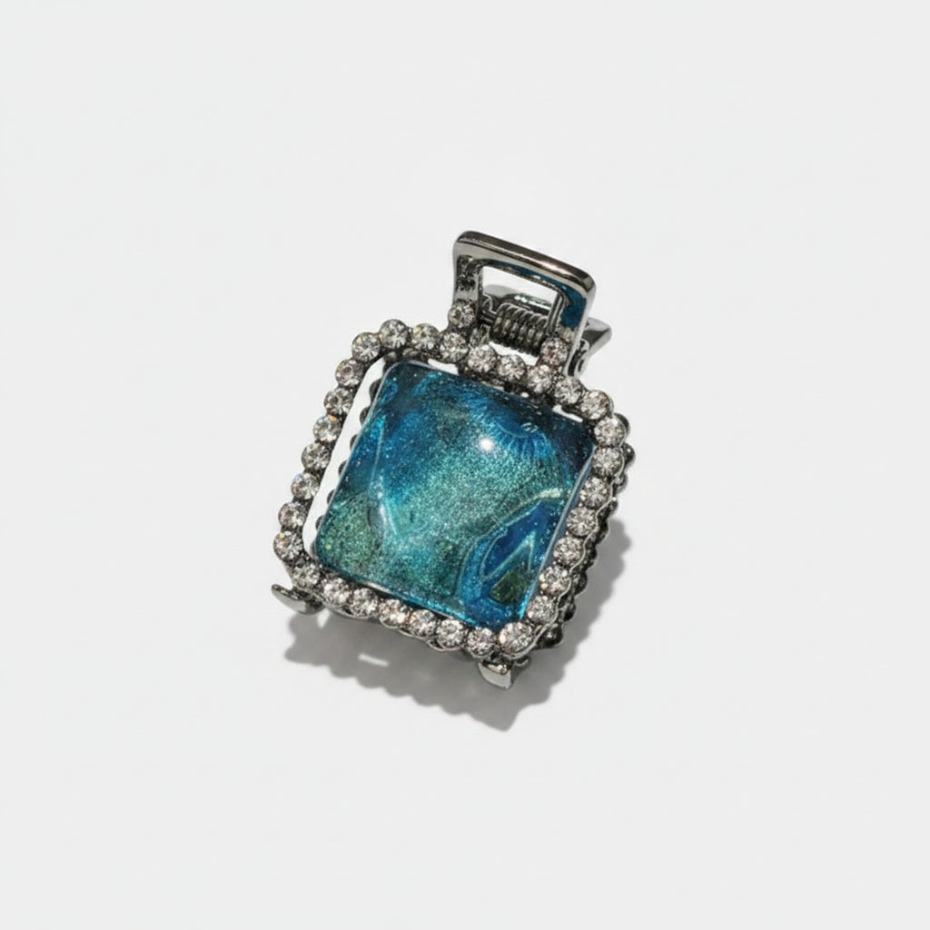 Blue Rhinestone Rectangle Hair Claw Clip – hair accessories (view 1)