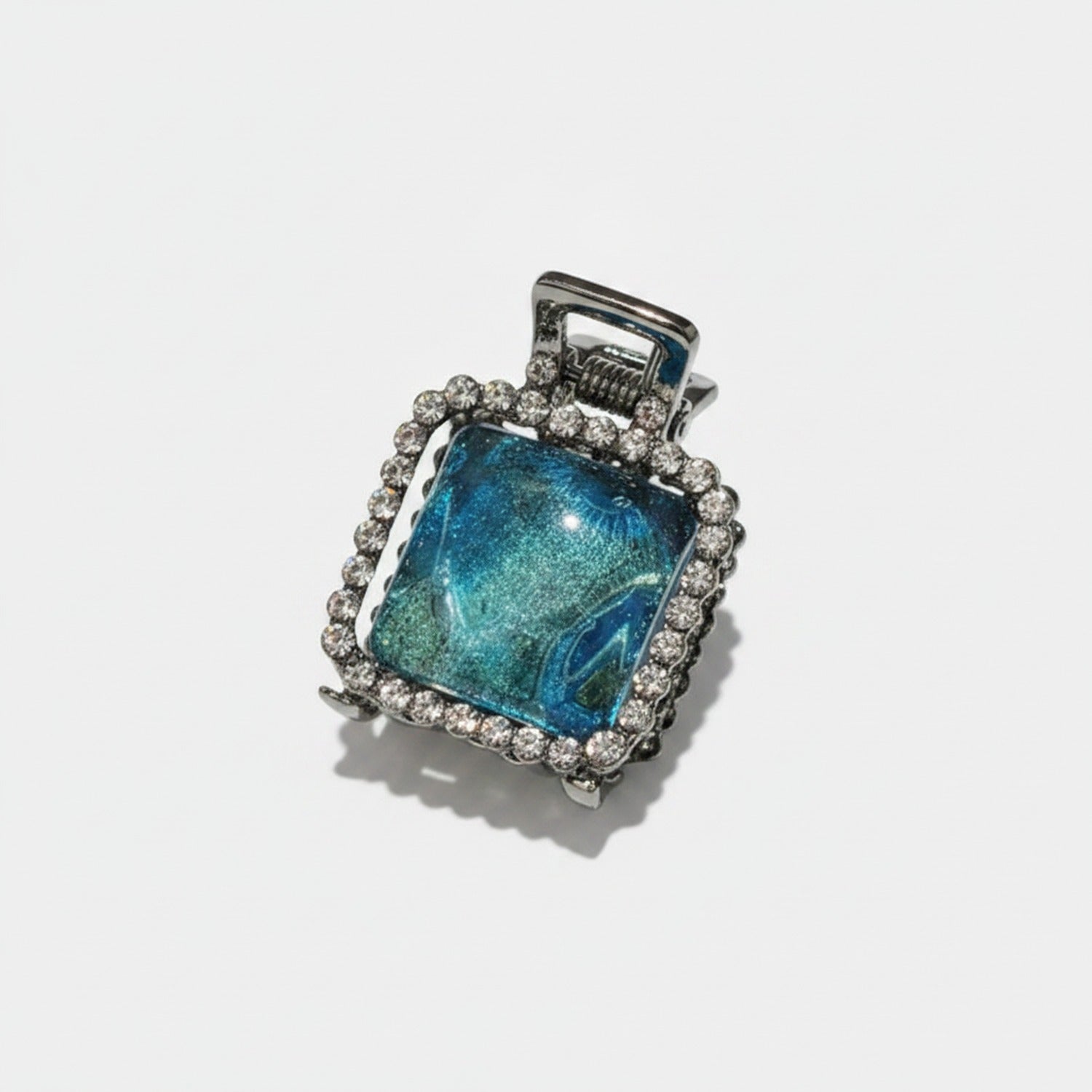 Blue Rhinestone Rectangle Hair Claw Clip