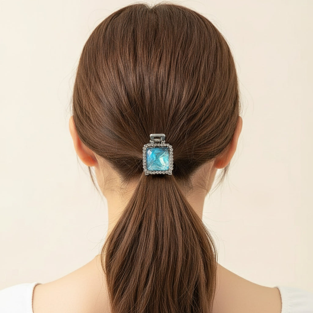 Blue Rhinestone Rectangle Hair Claw Clip – hair accessories (view 3)