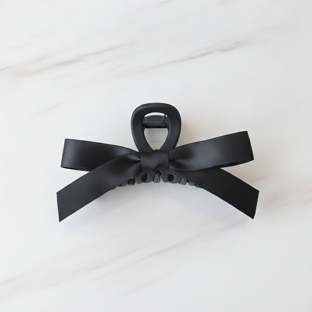 Black Ribbon Bow Hair Claw Clip – hair accessories (view 2)