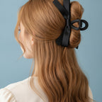 Black Ribbon Bow Hair Claw Clip – hair accessories (view 3)