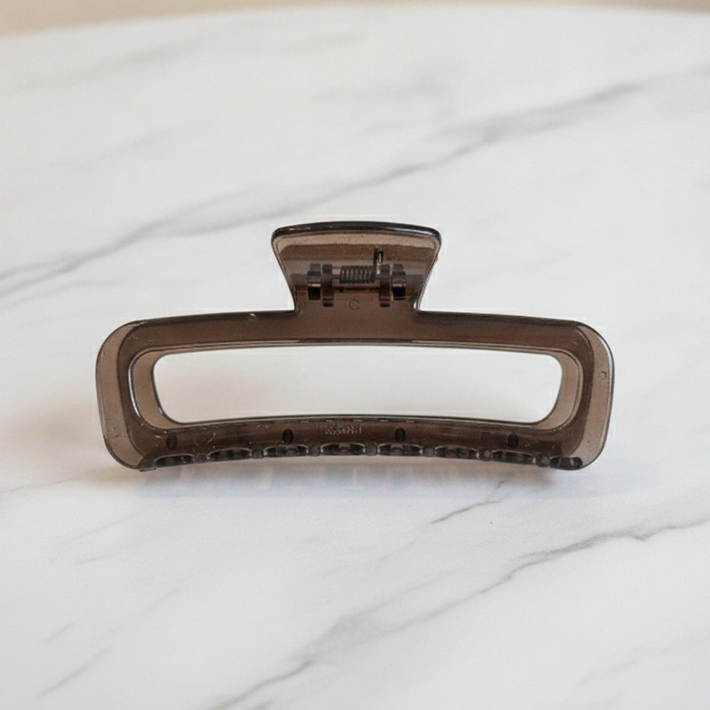 Tortoiseshell Rectangular Hair Claw Clip - Glossy Tea Brown Rectangle Jaw Clip