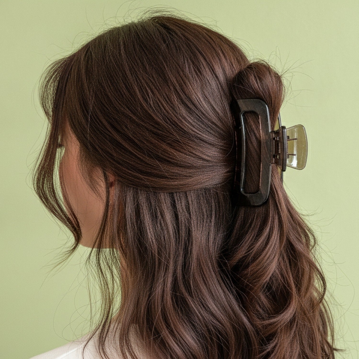 Tortoiseshell Rectangular Hair Claw Clip - Glossy Tea Brown Rectangle Jaw Clip