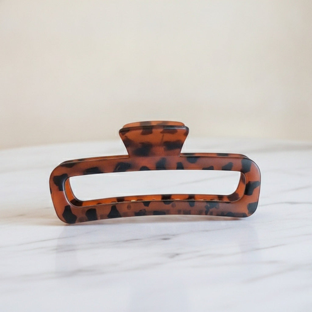 Tortoiseshell Rectangular Hair Claw Clip - Tortoiseshell Rectangle Claw Clip