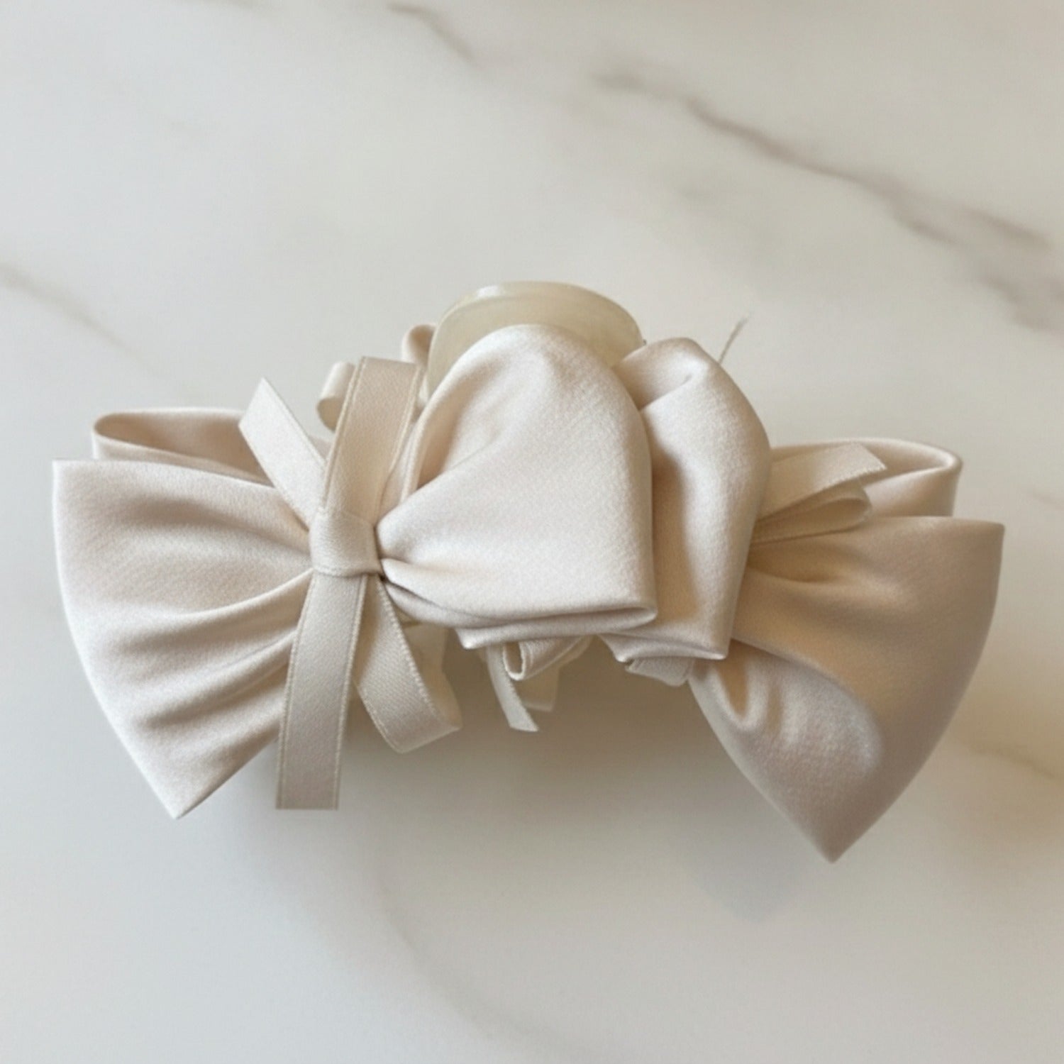 Velvet Bow Hair Claw Clip - Beige Butterfly Claw Clip