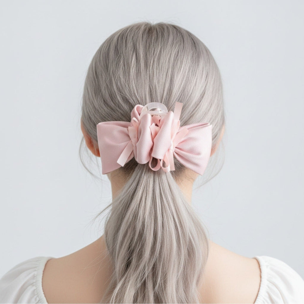 Velvet Bow Hair Claw Clip - Pink Butterfly Bow Hair Clip