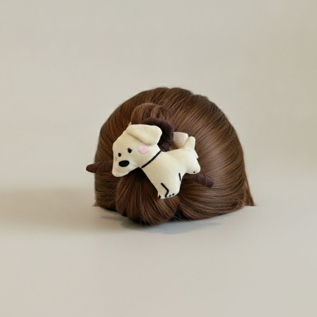 Cream Puppy Hair Claw Clip – hair accessories (view 1)
