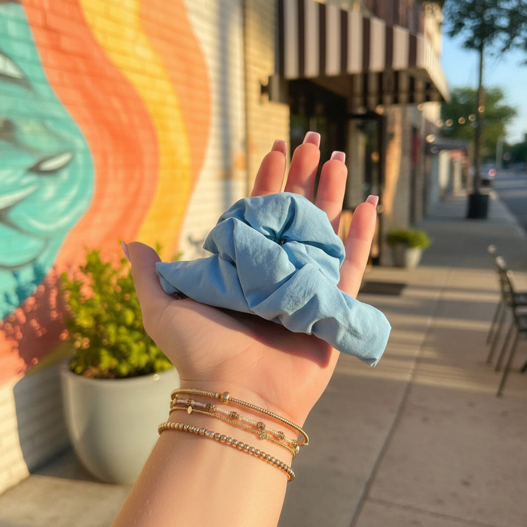 Satin Hair Claw With Bow - Blue Cloud Claw Clip – hair accessories (view 2)
