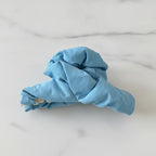 Satin Hair Claw With Bow - Blue Cloud Claw Clip