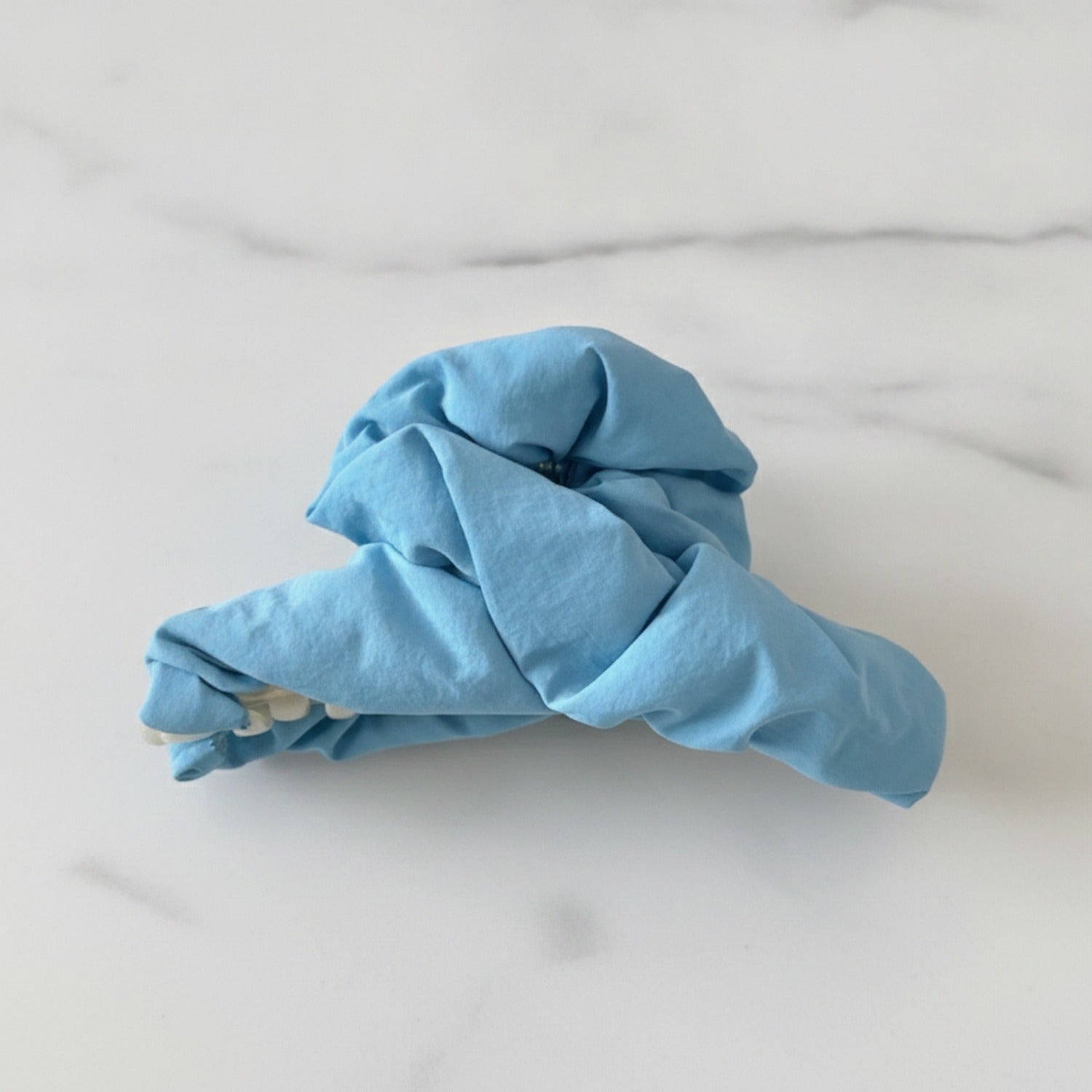 Satin Hair Claw With Bow - Blue Cloud Claw Clip