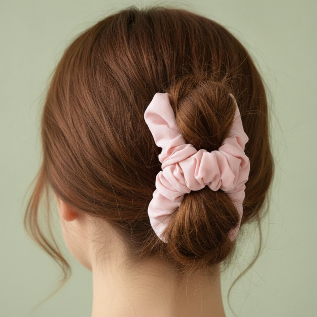 Satin Hair Claw With Bow - Pink Cloud Claw Clip