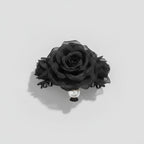 Black Mesh Flower Hair Claw Pearl Charm – hair accessories (view 1)