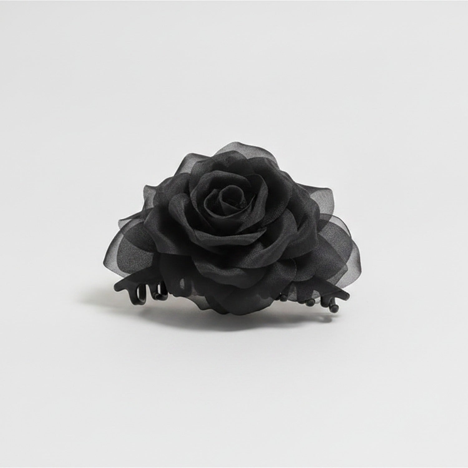 Black Mesh Flower Hair Claw Pearl Charm