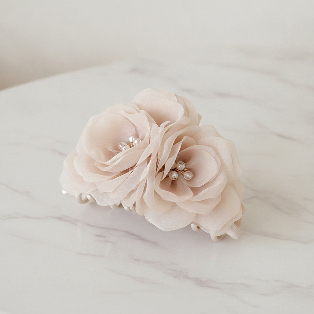 Blush Rose Flower Hair Claw Clip – hair accessories (view 2)