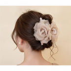 Blush Rose Flower Hair Claw Clip – hair accessories (view 3)