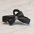 Black Satin Bow Hair Claw with Rhinestones – hair accessories (view 2)