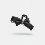 Black Satin Bow Hair Claw with Rhinestones – hair accessories (view 1)