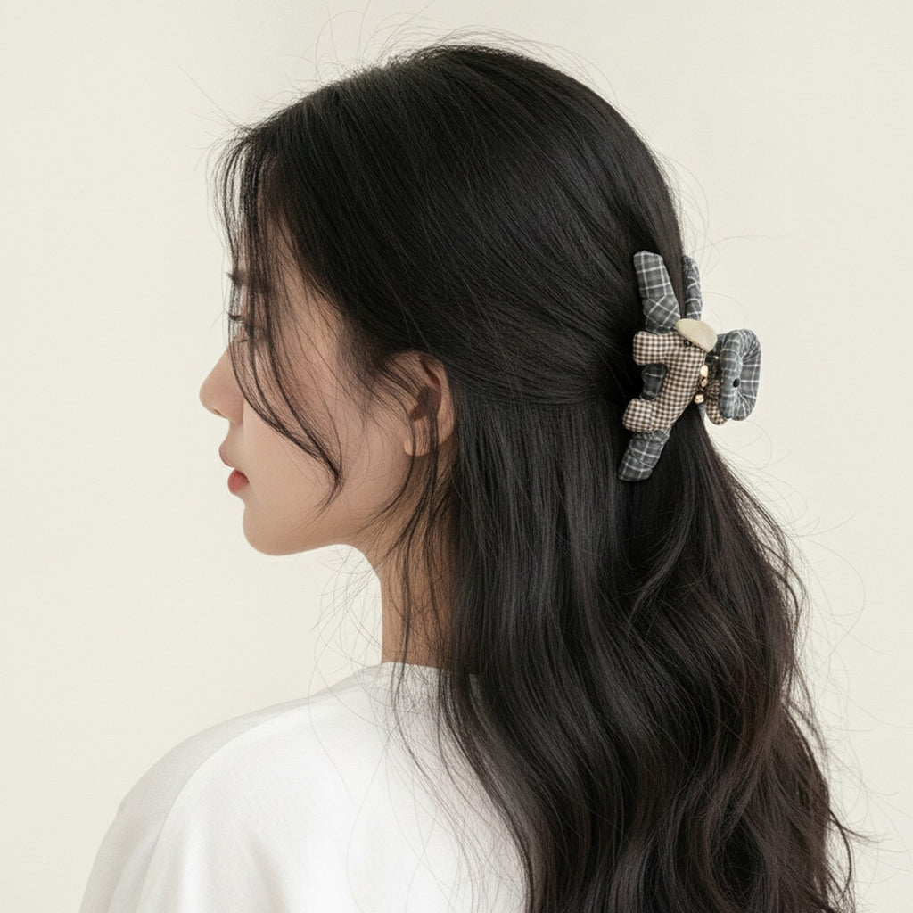 Plaid Patchwork Hair Claw Clip – hair accessories (view 2)